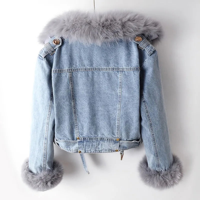 Fancy | Chaqueta denim con cuello de pelo