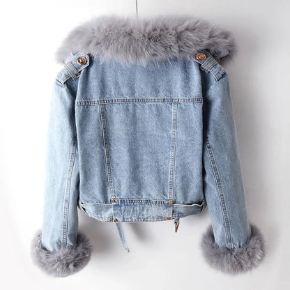 Fancy | Chaqueta denim con cuello de pelo
