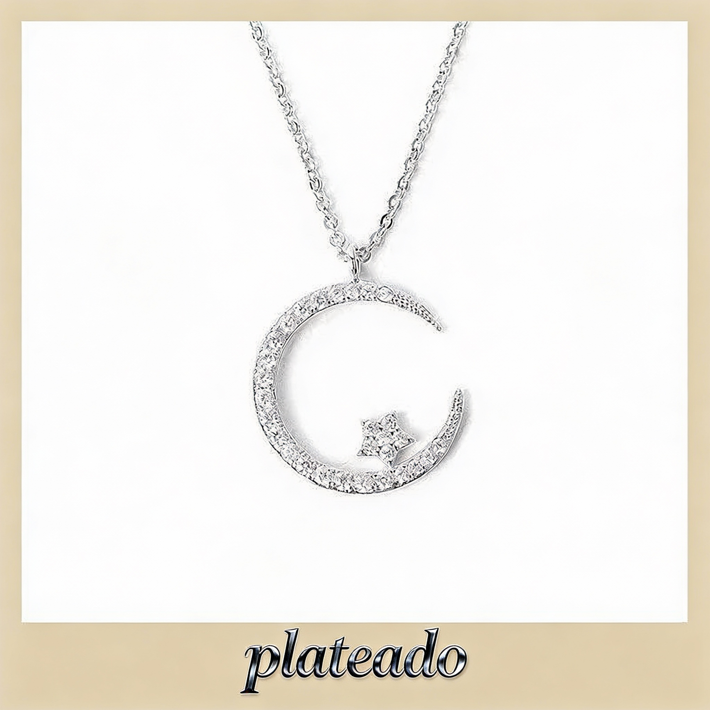 Collar Brillante con Luna Y Estrellas